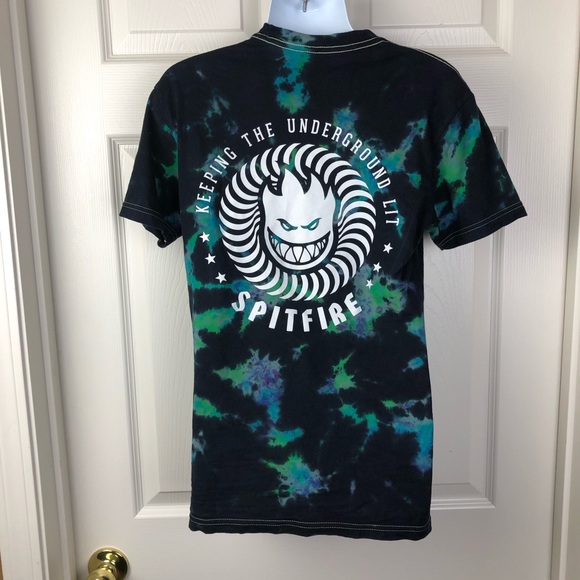 Spitfire Tops - Spitfire Wheels Black Green Blue Tie Dye Shirt Top